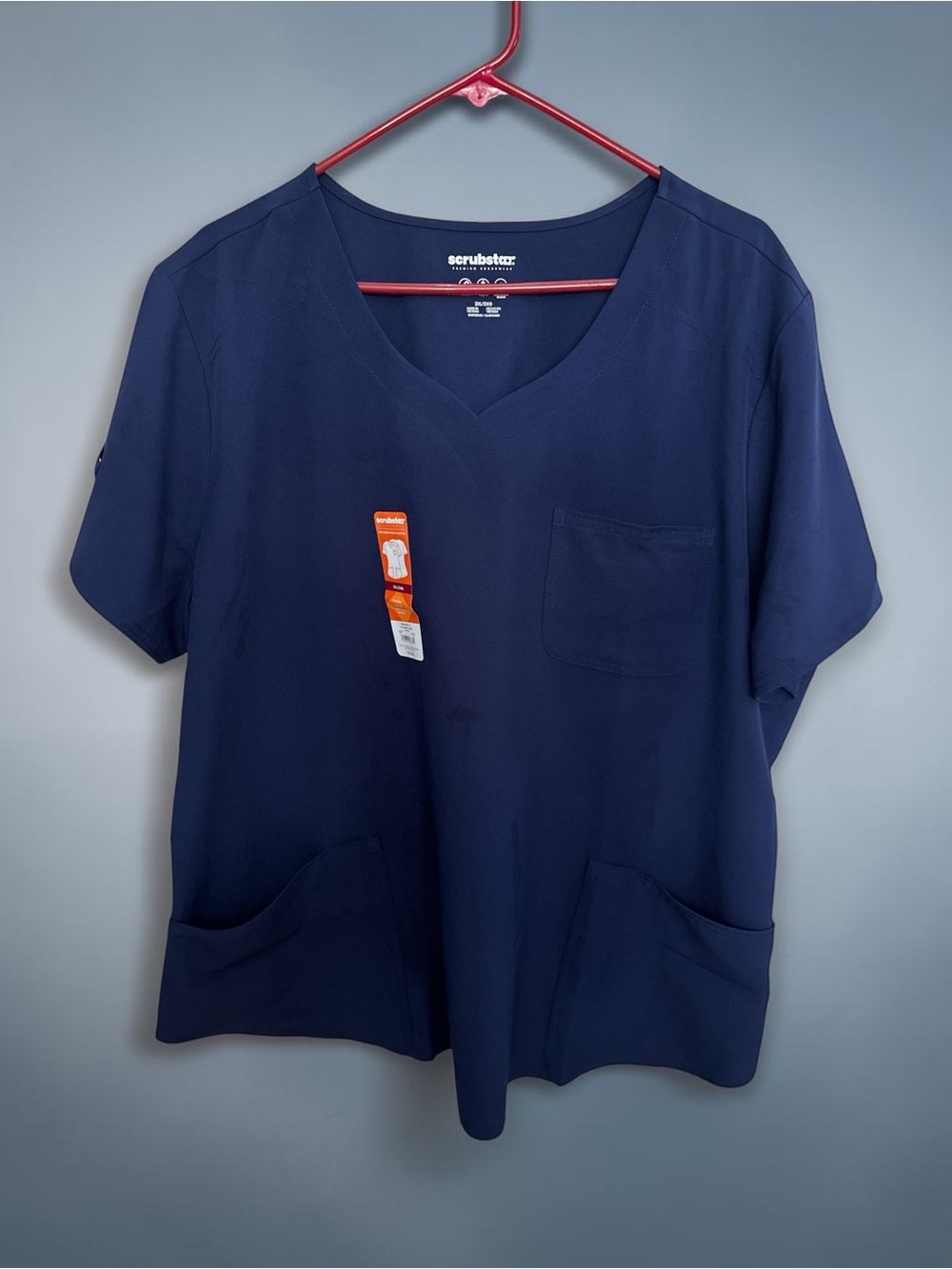 Scrubstar Navy V-Neck Work Scrub Top with Pockets